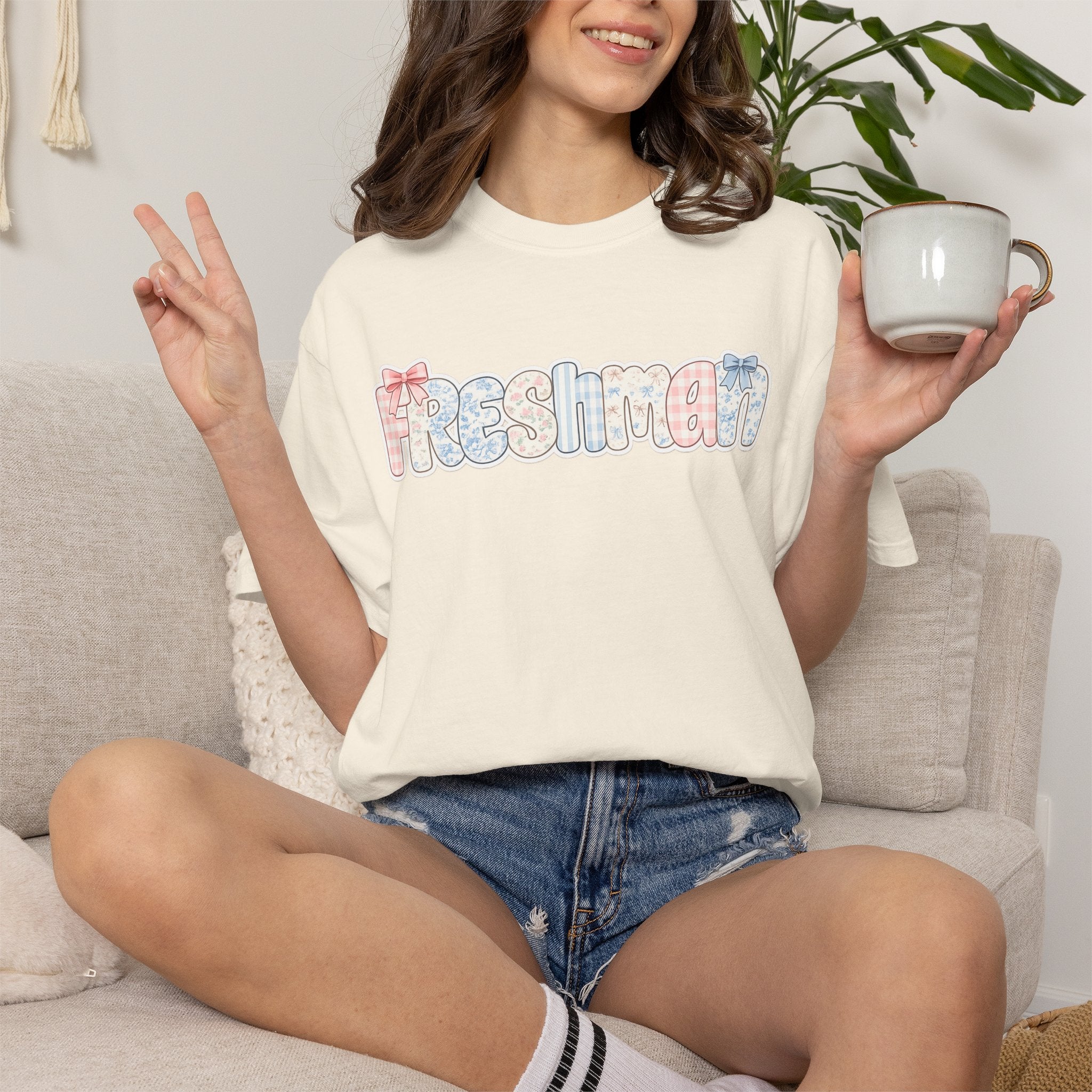 Freshman Floral Graphic T-Shirt — Back-to-School College Crew Tee