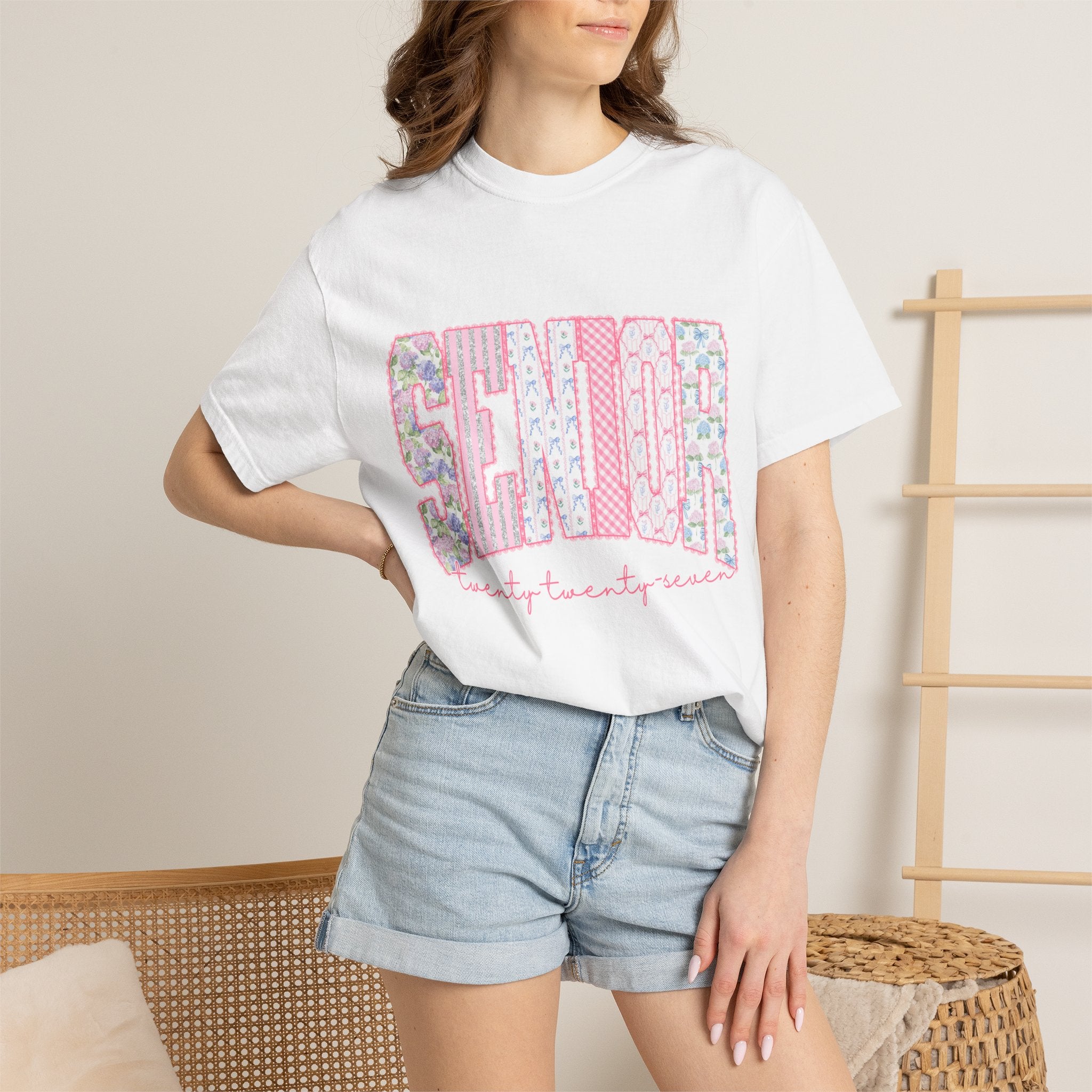 Senior 2027 Floral Patchwork T-Shirt