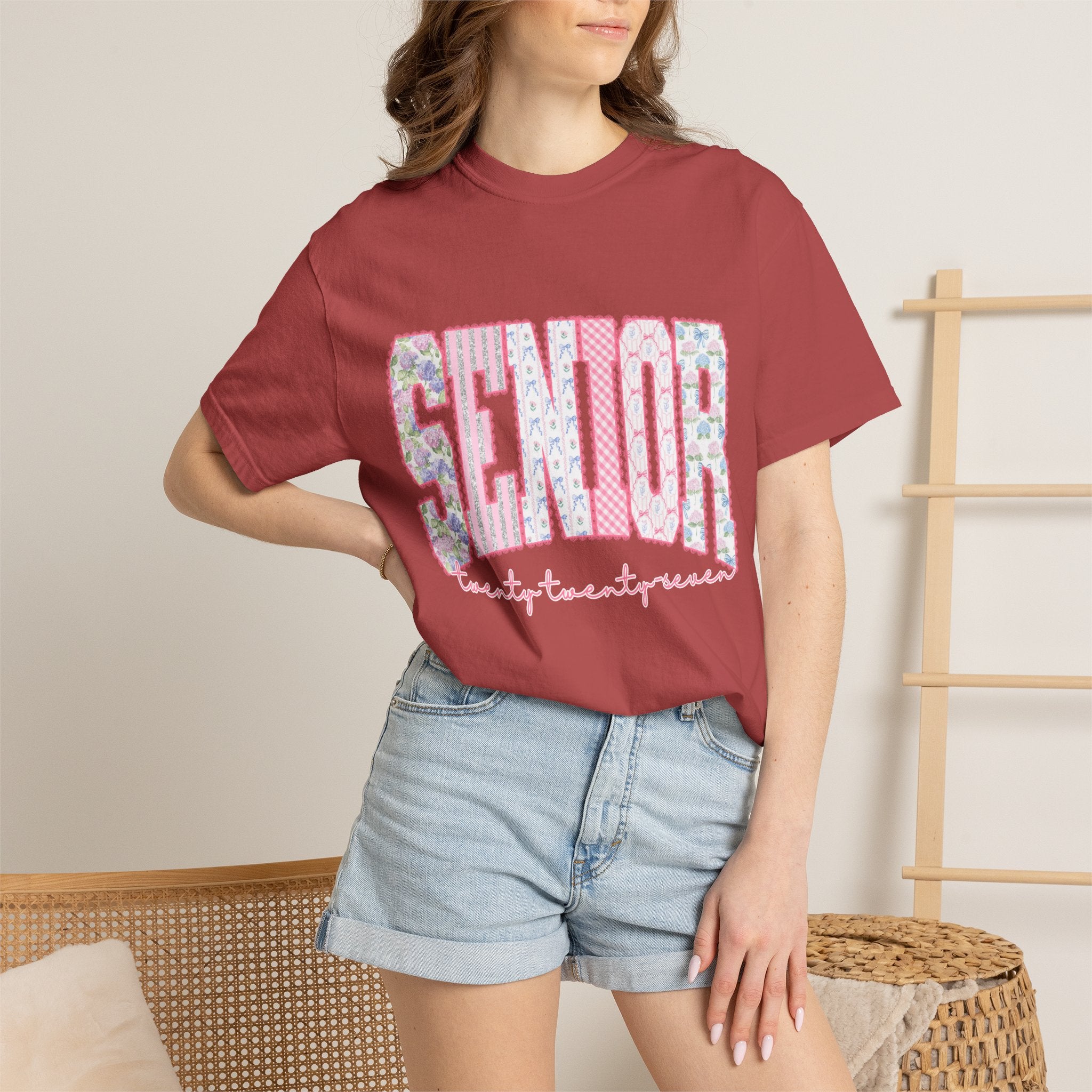 Senior 2027 Floral Patchwork T-Shirt