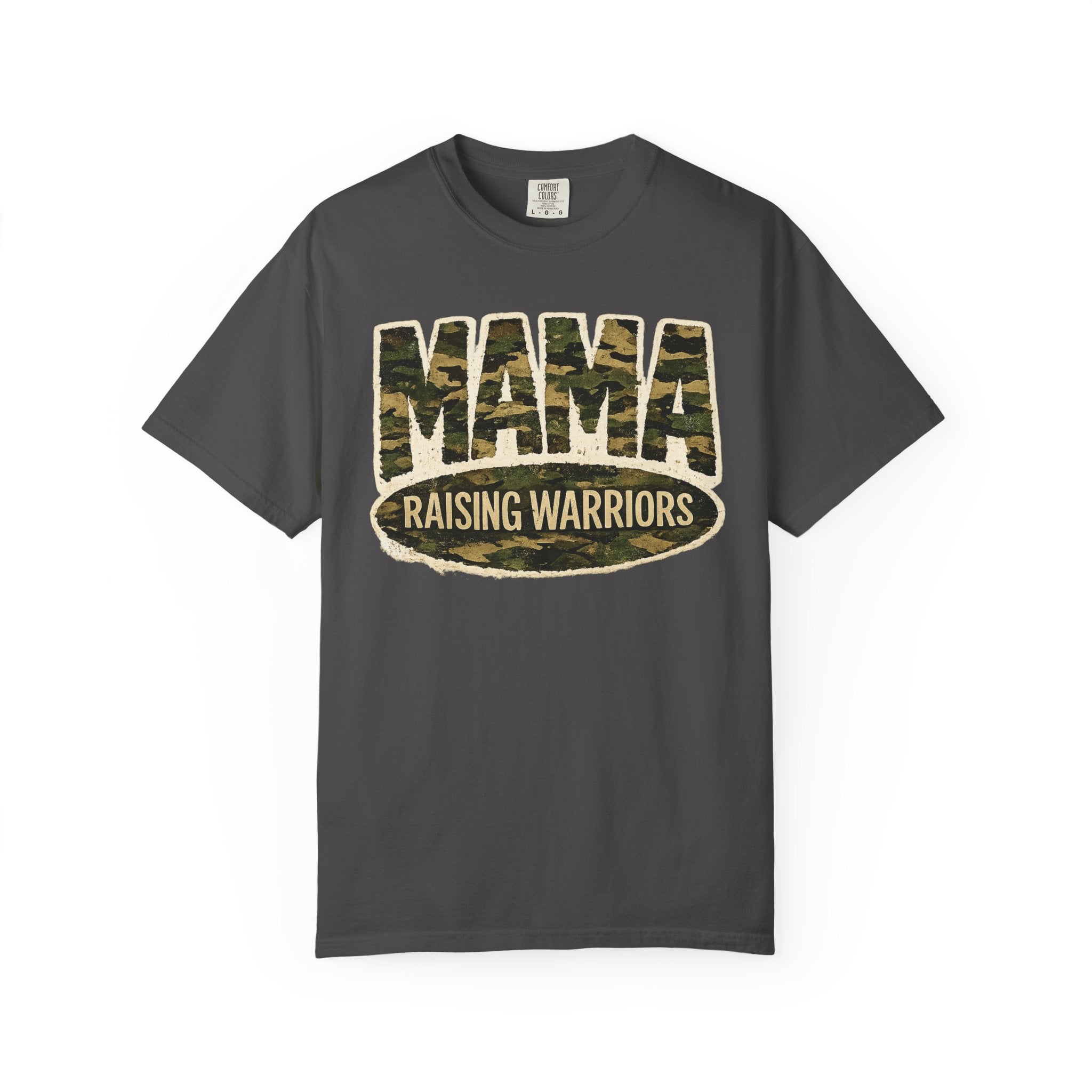 Mama Raising Warriors T-Shirt — Camo Mom Tee for Military & Active Families
