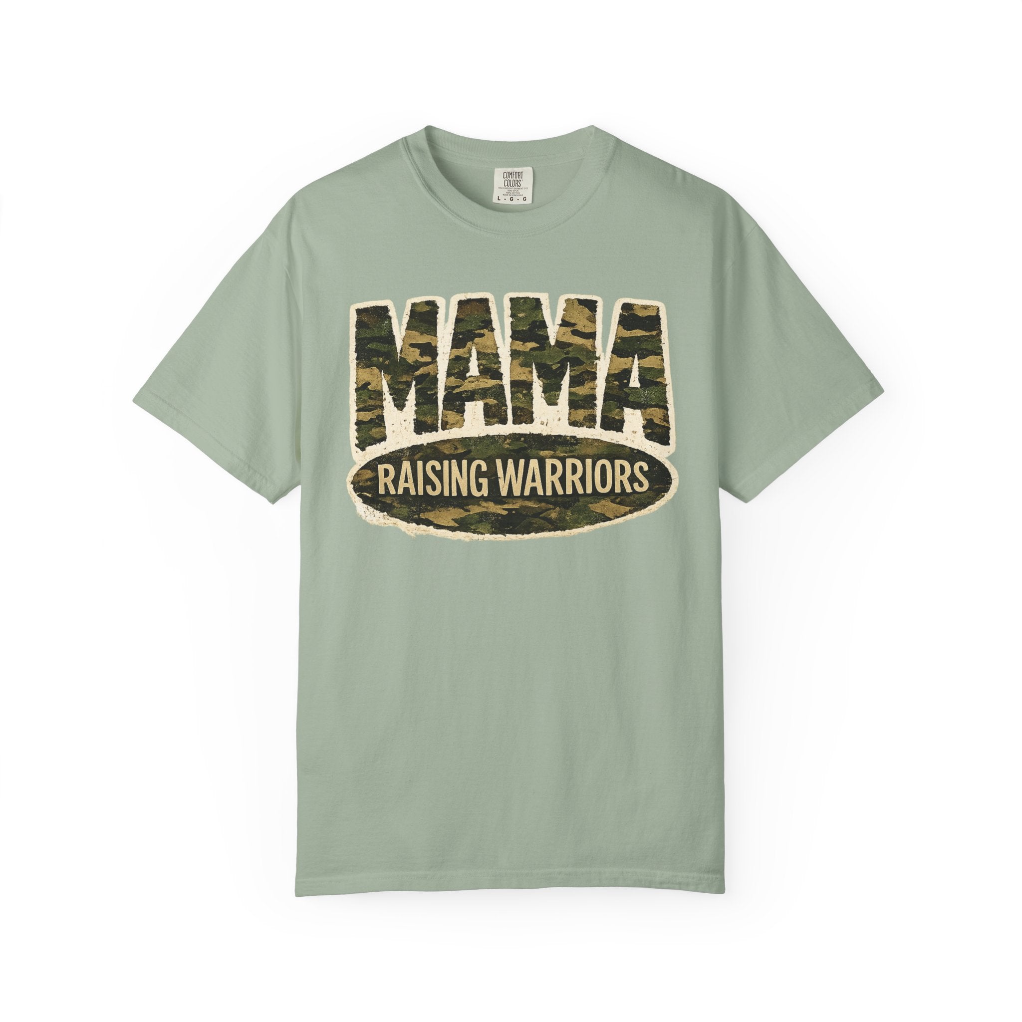 Mama Raising Warriors T-Shirt — Camo Mom Tee for Military & Active Families