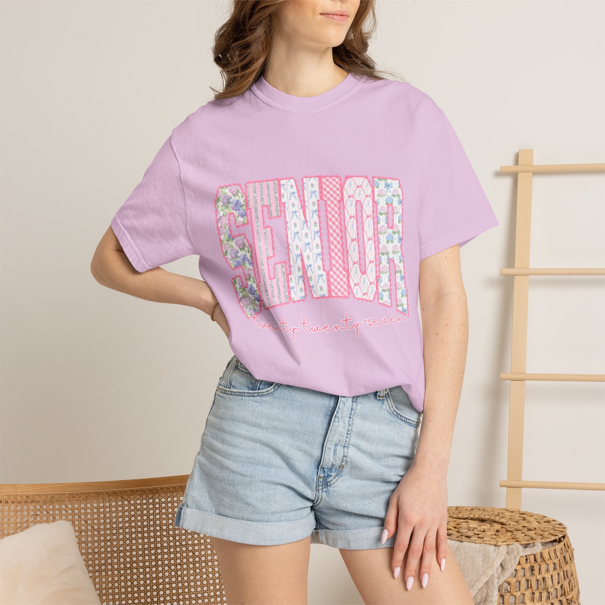 Senior 2027 Floral Patchwork T-Shirt