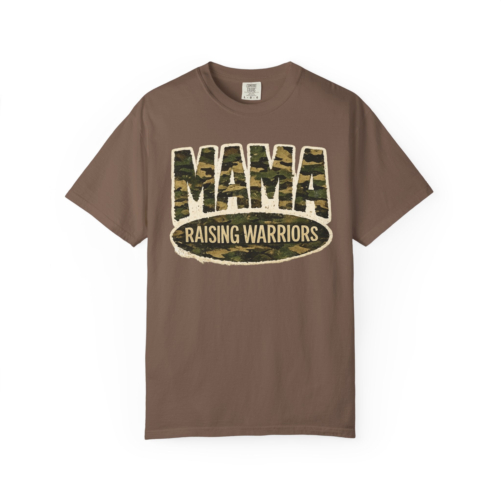 Mama Raising Warriors T-Shirt — Camo Mom Tee for Military & Active Families