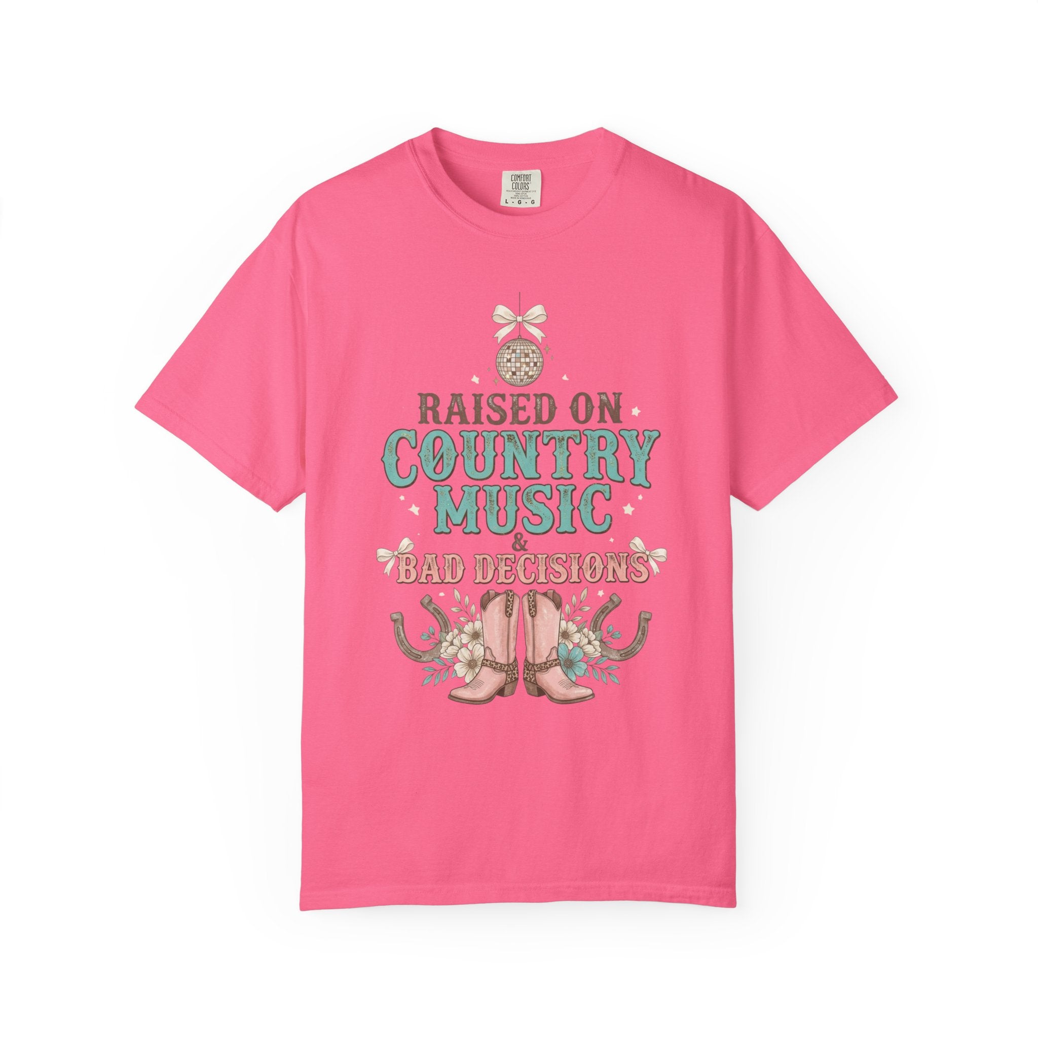 Country Music T-Shirt — "Raised on Country Music & Bad Decisions" Vintage Western Tee
