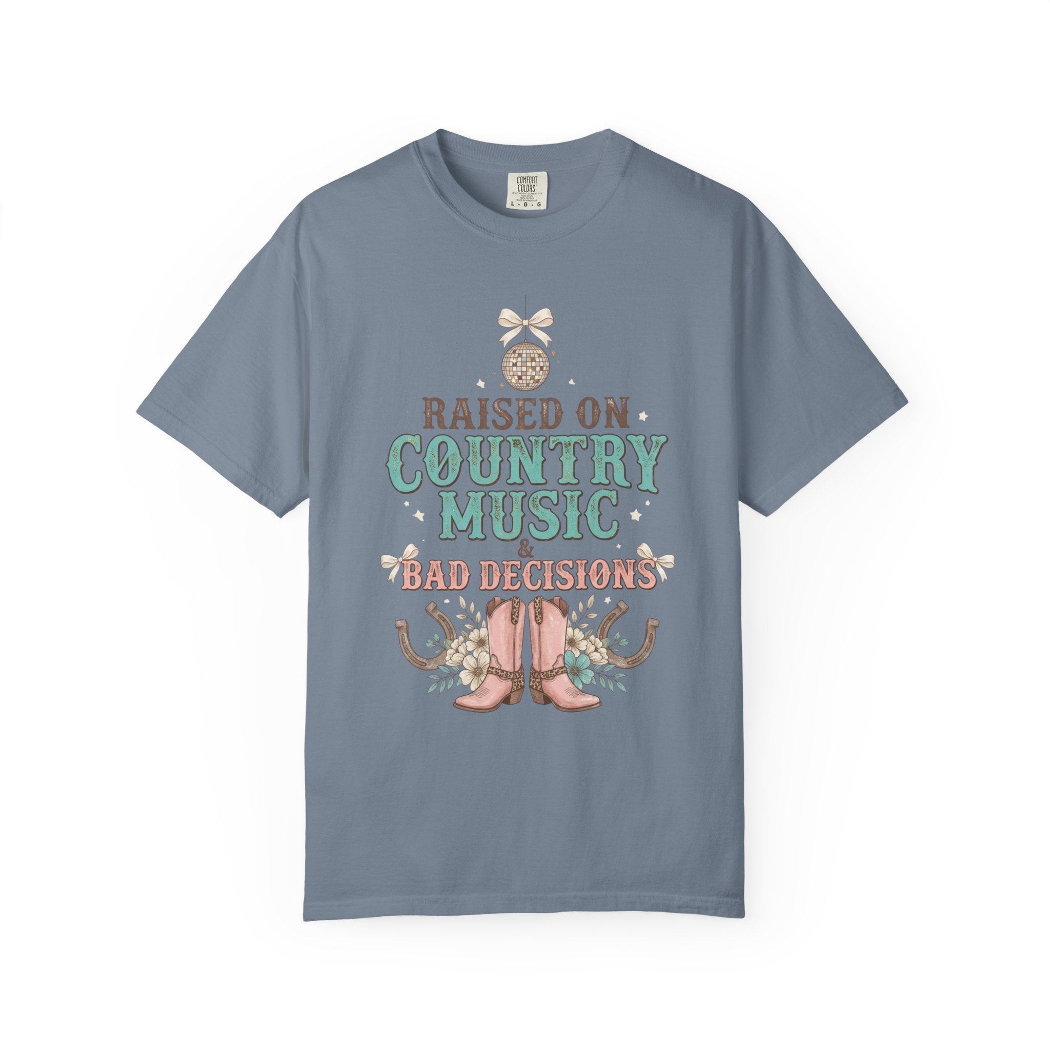 Country Music T-Shirt — "Raised on Country Music & Bad Decisions" Vintage Western Tee