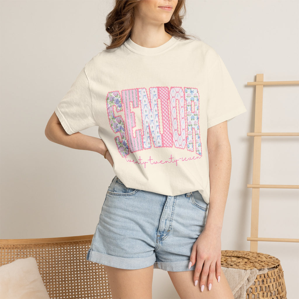 Senior 2027 Floral Patchwork T-Shirt