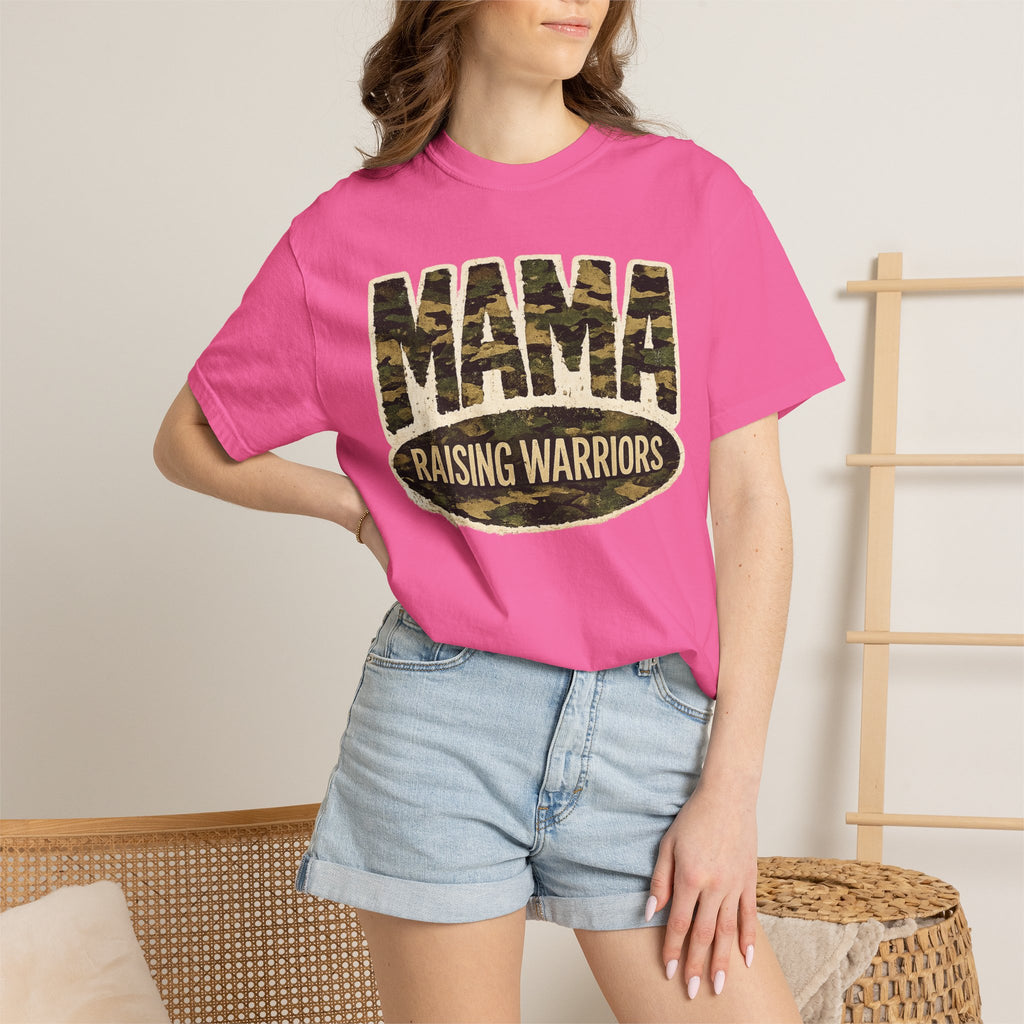 Mama Raising Warriors T-Shirt — Camo Mom Tee for Military & Active Families
