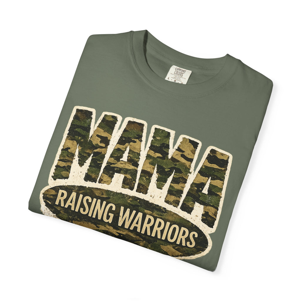 Mama Raising Warriors T-Shirt — Camo Mom Tee for Military & Active Families