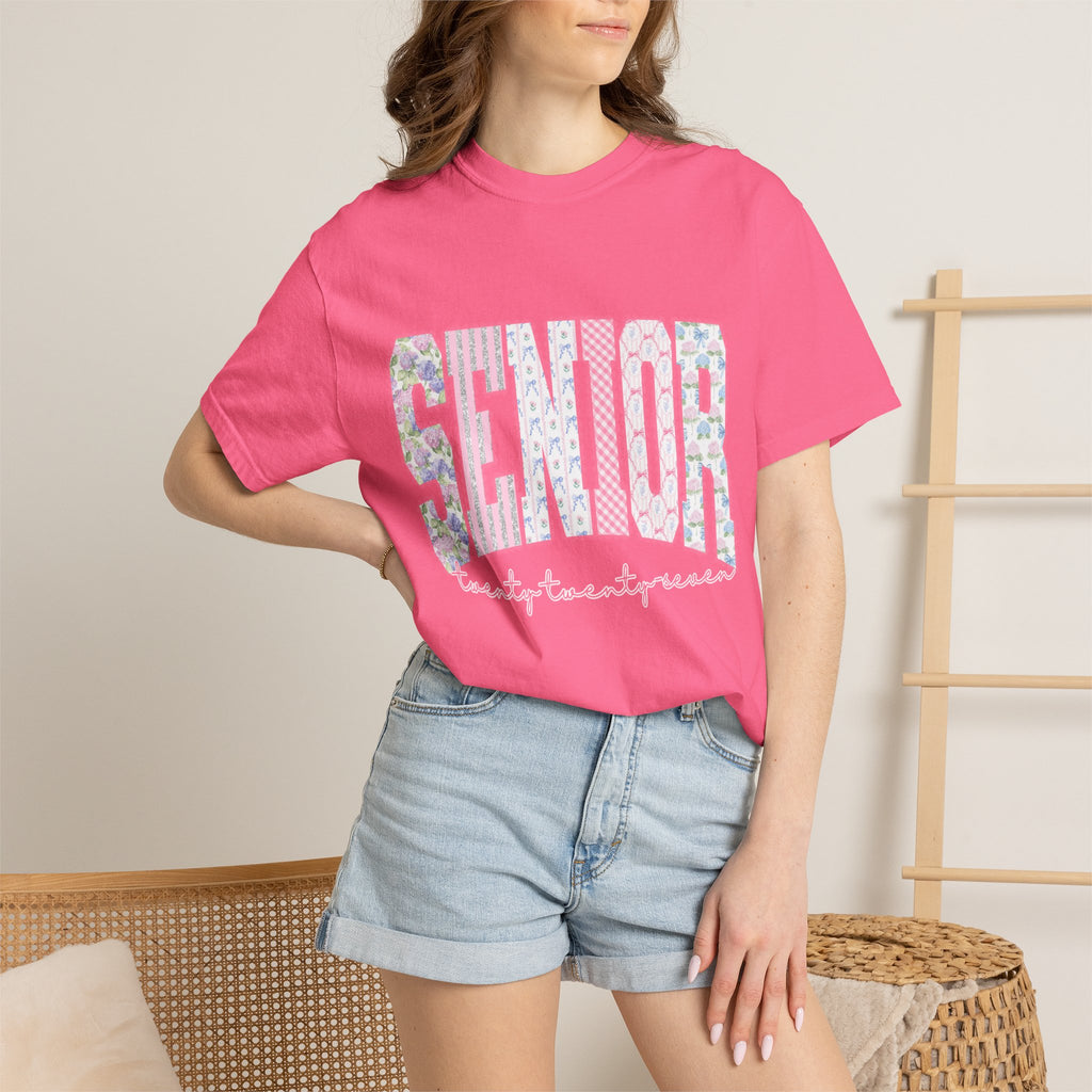 Senior 2027 Floral Patchwork T-Shirt