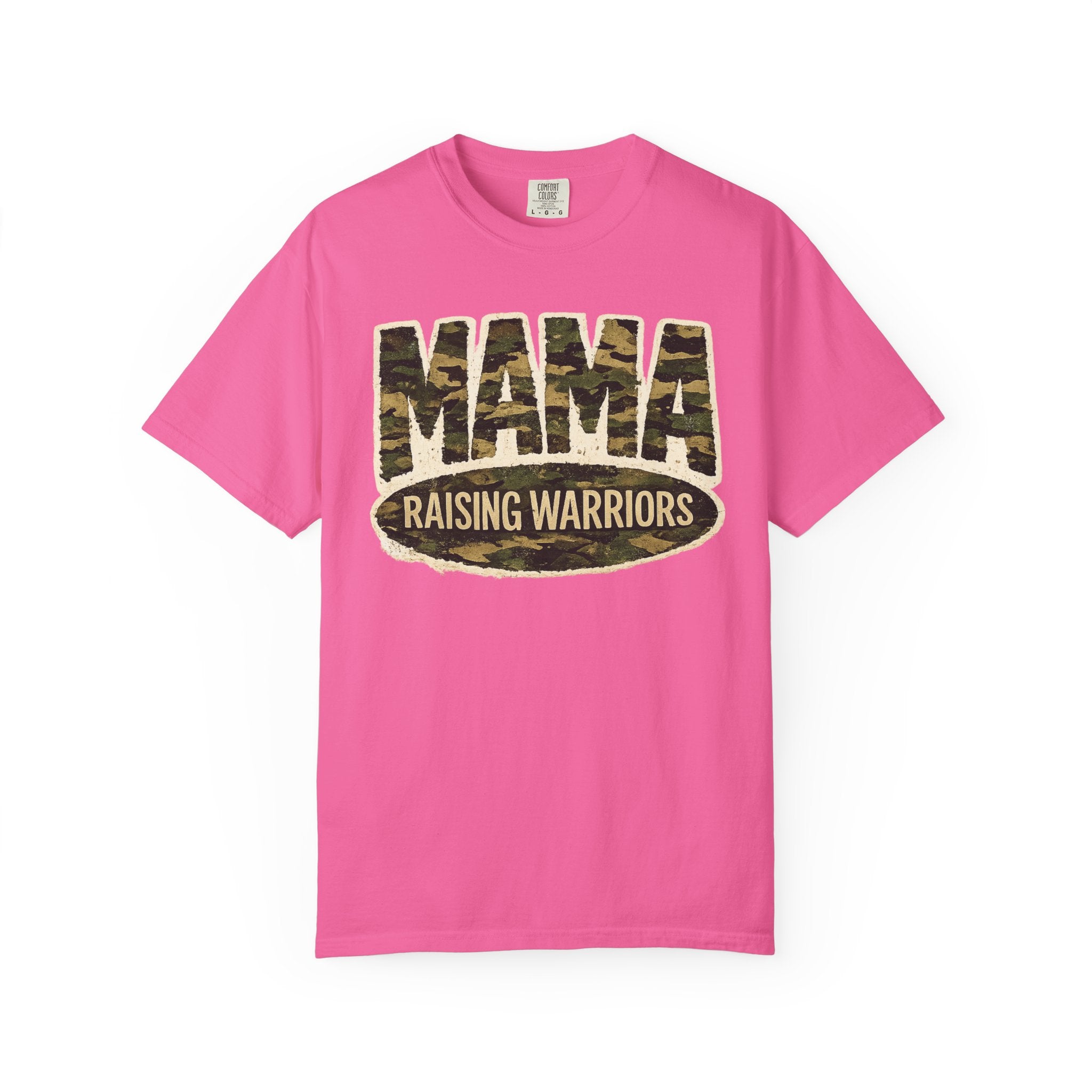 Mama Raising Warriors T-Shirt — Camo Mom Tee for Military & Active Families