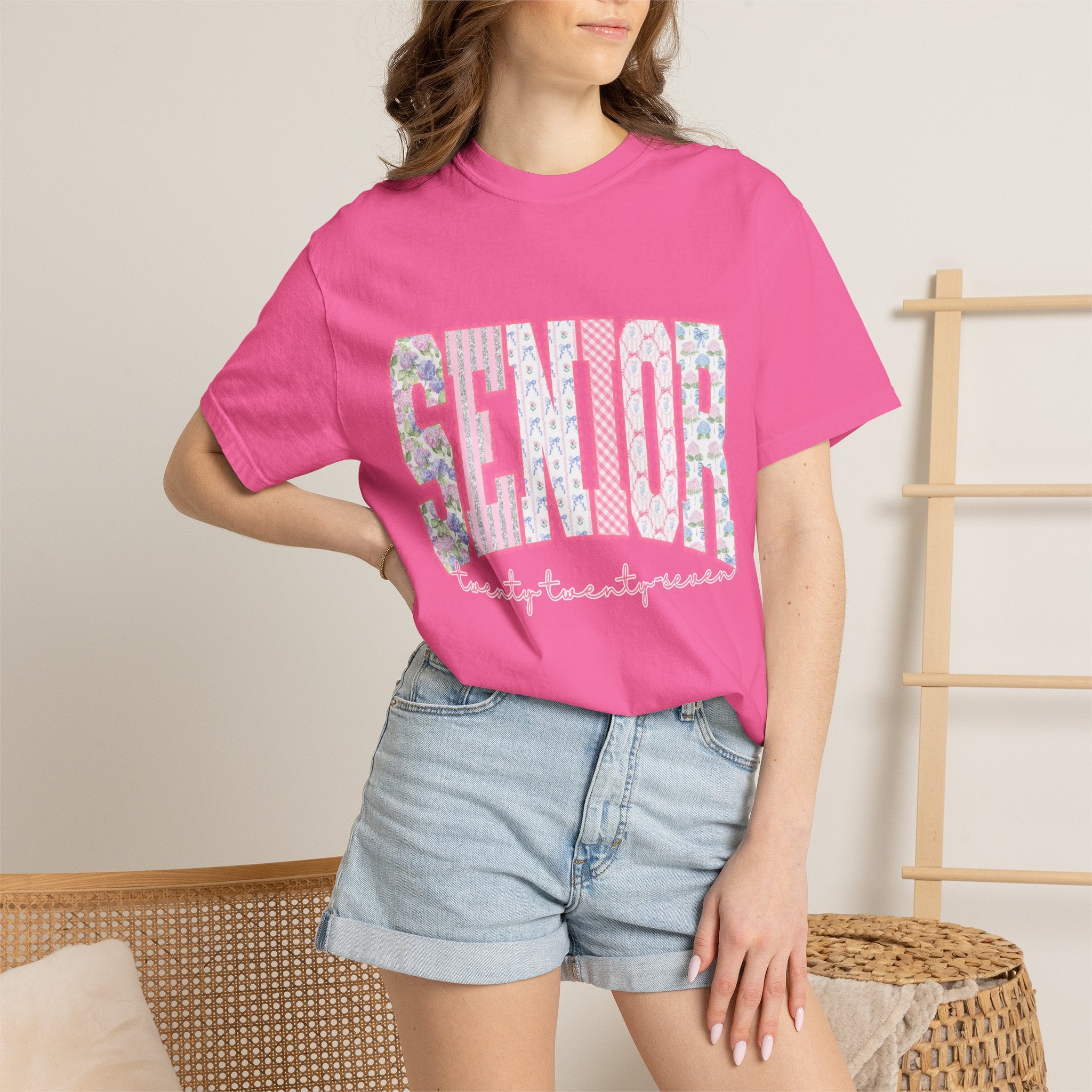 Senior 2027 Floral Patchwork T-Shirt