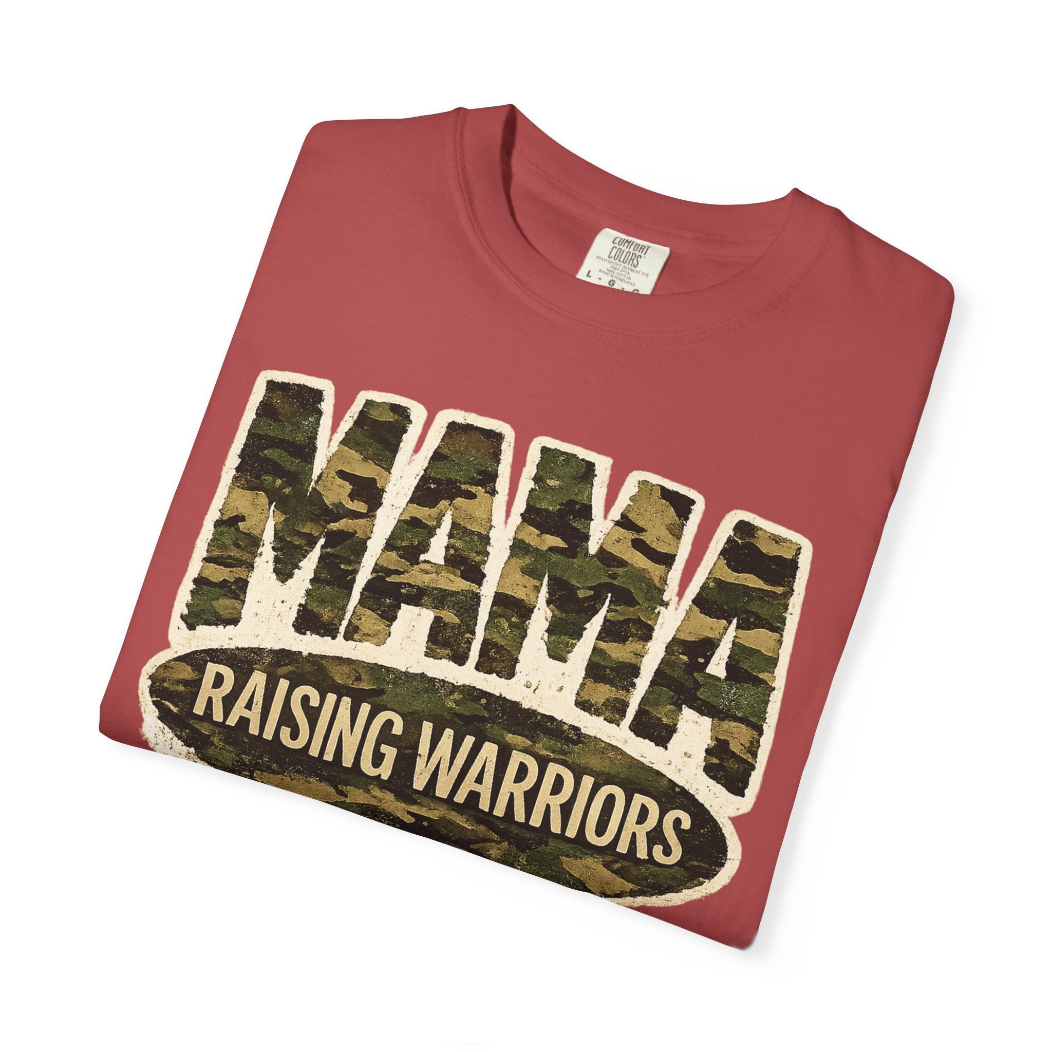 Mama Raising Warriors T-Shirt — Camo Mom Tee for Military & Active Families