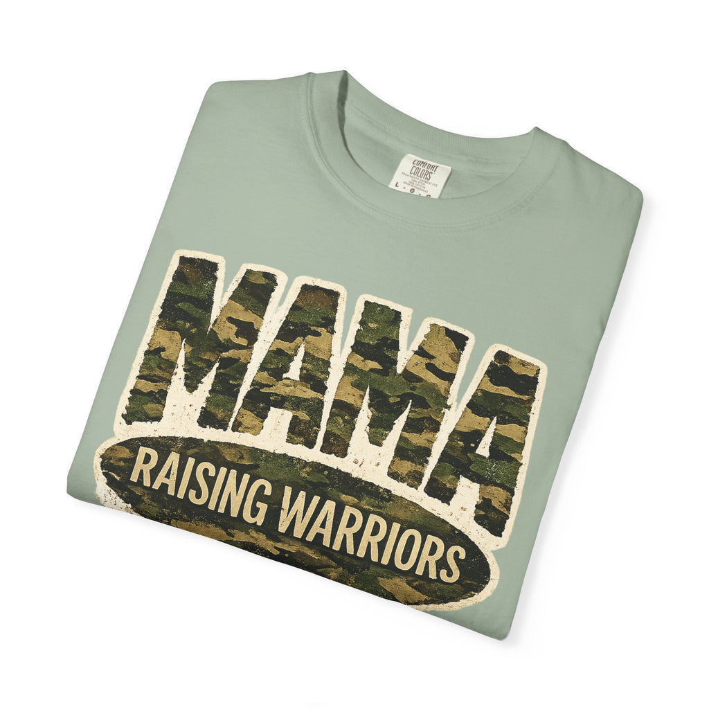 Mama Raising Warriors T-Shirt — Camo Mom Tee for Military & Active Families